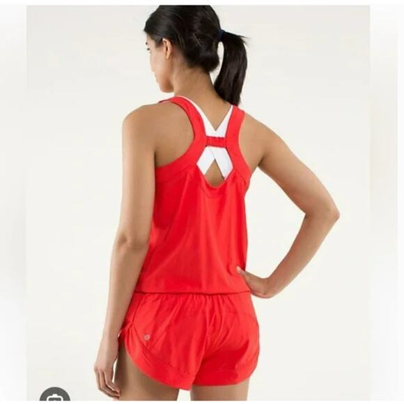 Lululemon Speedy Runsie Red Orange Romper Women's Size 2 - Picture 1 of 7